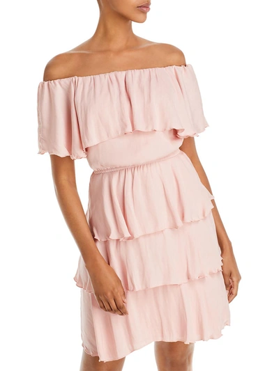 Sam Edelman Womens Tiered Short Mini Dress In Pink