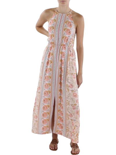 To My Lovers Womens Floral Full-length Halter Dress In Pink
