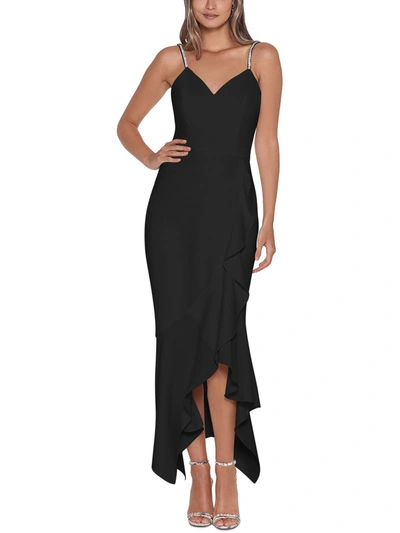 Xscape Womens Ruffled Midi Cocktail And Party Dress In Hunter