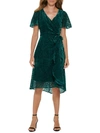 DKNY WOMENS VELVET KNEE WRAP DRESS