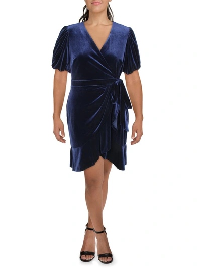 Lauren Ralph Lauren Womens Velvet Surplice Wrap Dress In Blue