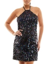 JOLT JUNIORS WOMENS SEQUINED MINI COCKTAIL AND PARTY DRESS