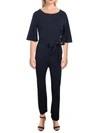 DKNY WOMENS EYELET BELTED JUMPSUIT