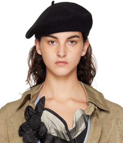 Maison Margiela Black Heavy Wool Beret In 900 Black