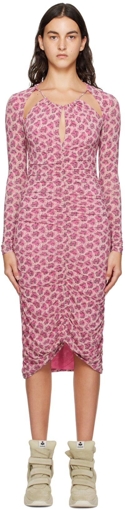 Isabel Marant Pink Logane Midi Dress In 40fa Fuchsia