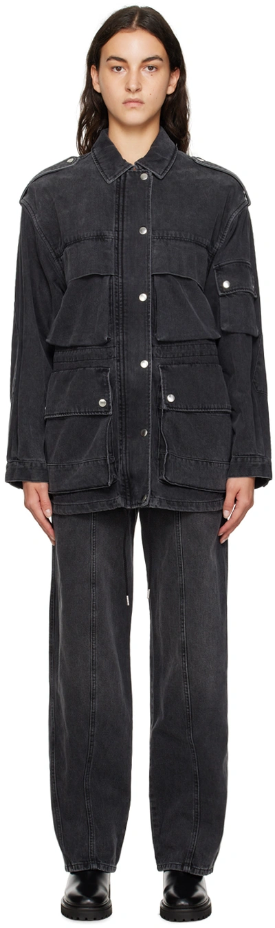 Isabel Marant Black Elize Cargo Denim Jacket