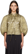 Simone Rocha Embellished Lace-trimmed Metallic Cloqué Jacket In Gold/pearl/clear