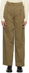 Lvir Khaki Pleated Trousers In Khaki
