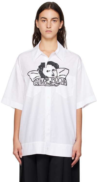 Simone Rocha White Graphic Shirt In White/black