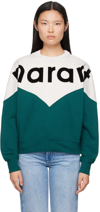 ISABEL MARANT ÉTOILE OFF-WHITE & GREEN HOUSTON SWEATSHIRT