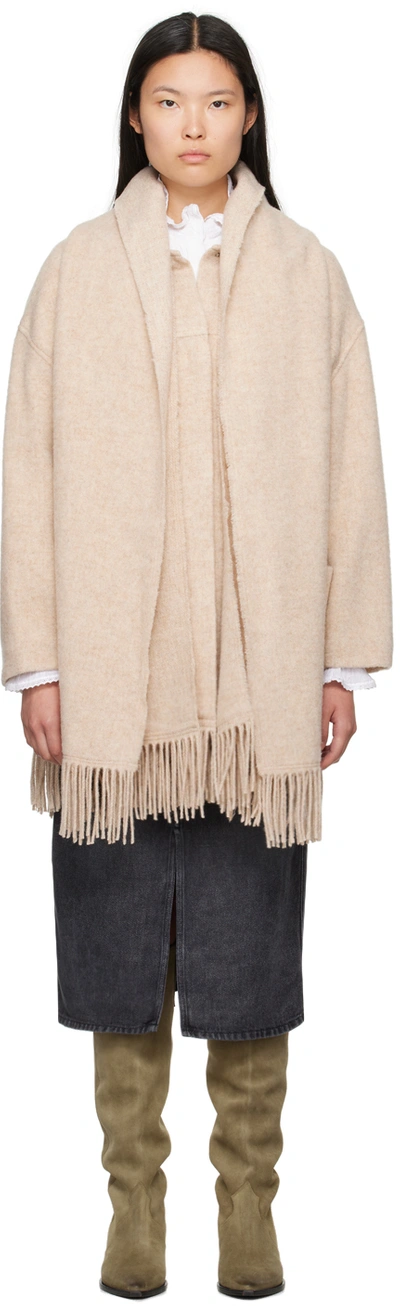 Isabel Marant Étoile Faty Wool Blend Check Coat In Beige