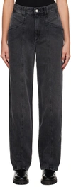 Isabel Marant Vetan Faded Cotton Denim Straight Jeans In Black