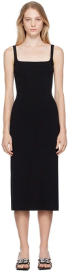 Staud Black Paityn Midi Dress In Blk Black