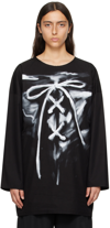 We11 Done Black Raw Edge Long Sleeve T-shirt In Black