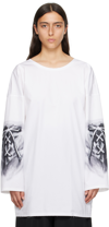 WE11 DONE WHITE RAW EDGE LONG SLEEVE T-SHIRT