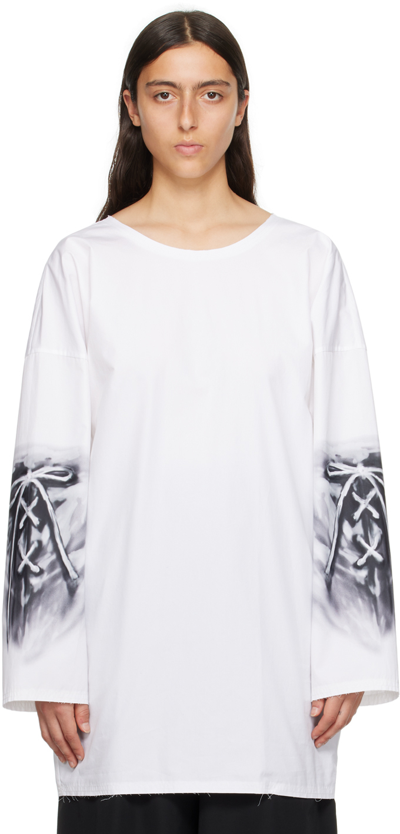 We11 Done White Raw Edge Long Sleeve T-shirt