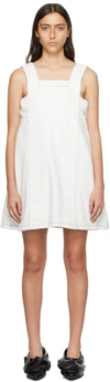 WE11 DONE WHITE SQUARE NECK DENIM MINIDRESS