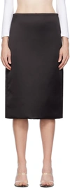 WE11 DONE BLACK PADDED MIDI SKIRT