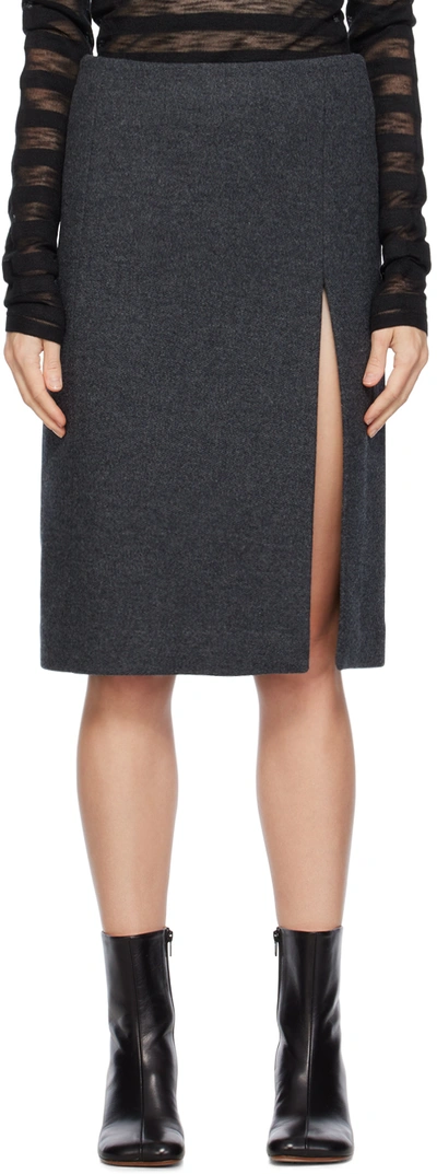 We11 Done Gray Vented Miniskirt In Dark Grey
