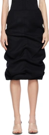 We11 Done Black Tucked Midi Skirt In Black