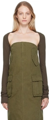 We11 Done Khaki Bolero Cardigan In Khaki