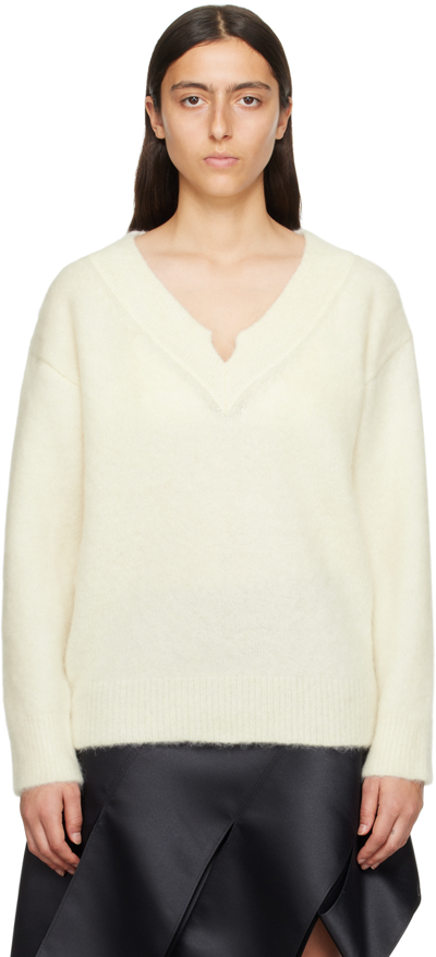 We11 Done Off-white V-neck Sweater In Ivory