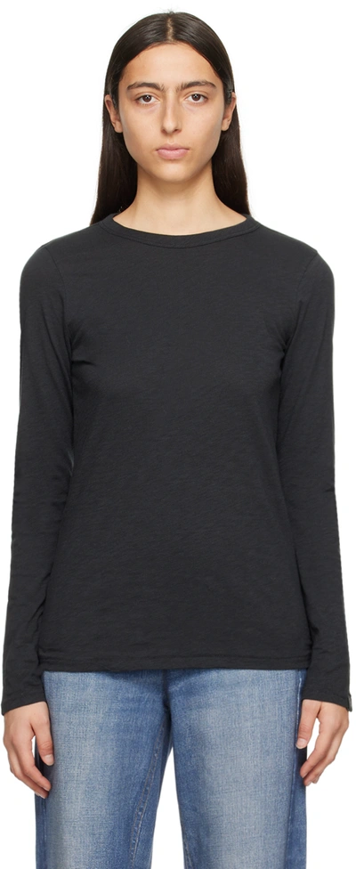 Rag & Bone Black 'the Slub' Long Sleeve T-shirt In Blk