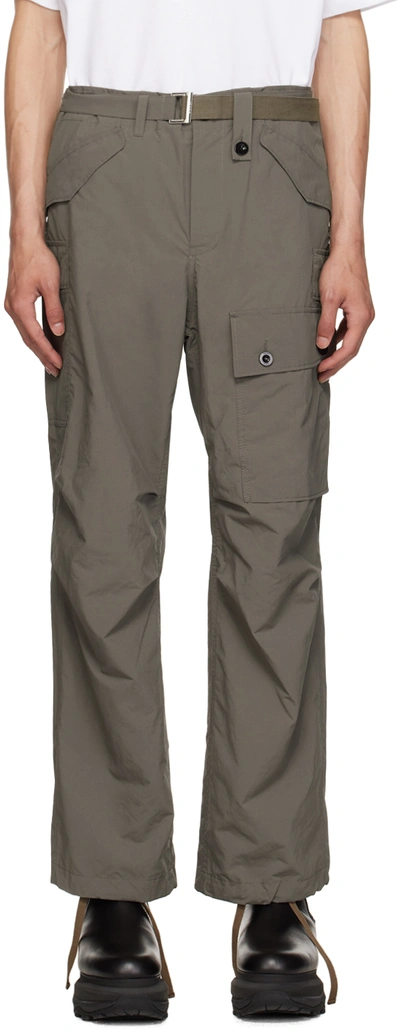 Sacai Taupe Matte Cargo Pants In 550 Taupe