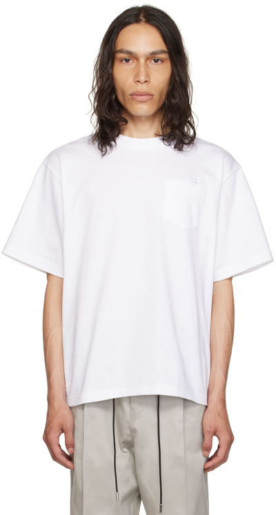 Sacai White 's' T-shirt In 151 Off White
