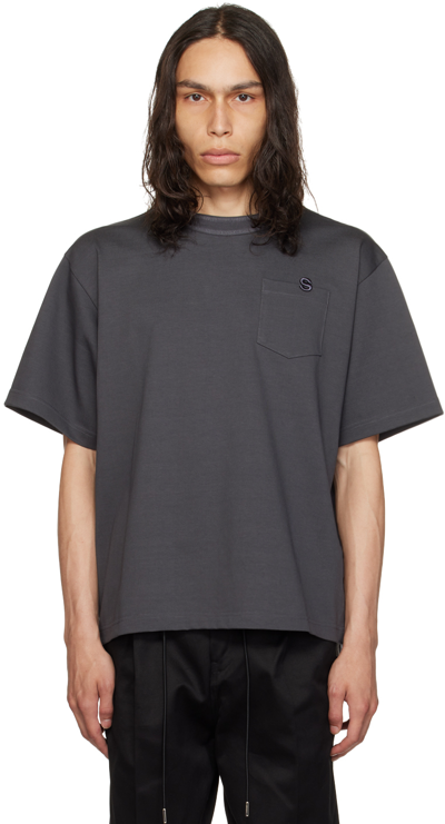 Sacai S Cotton Jersey T-shirt Tshirt In 326 C/gray