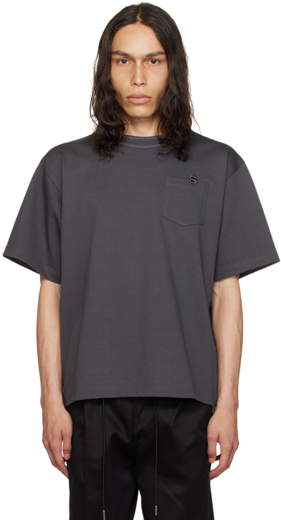 Sacai S Cotton Jersey T-shirt Tshirt In Blue