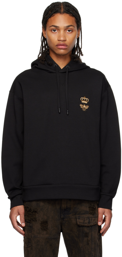 Dolce & Gabbana Black Embroidered Hoodie In N0000 Nero