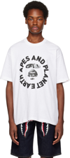 AAPE BY A BATHING APE WHITE 'APES AND PLANET EARTH' T-SHIRT