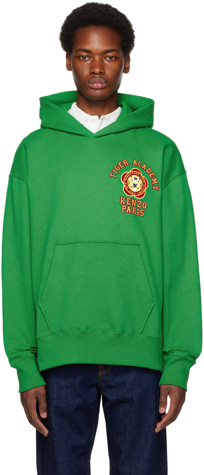 Kenzo Printed Cotton Hoodie In Green