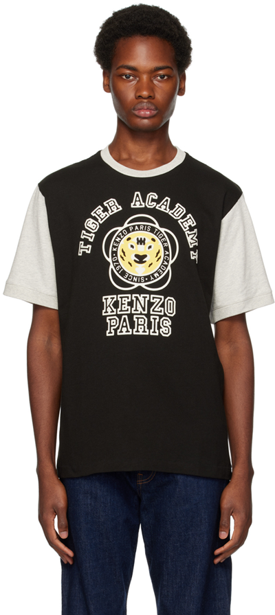 Kenzo Logo-print Colour-block T-shirt In Noir