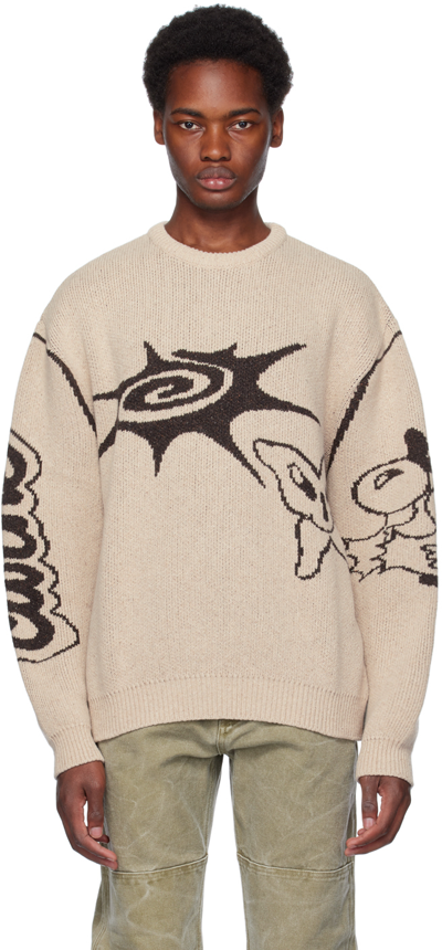 Carne Bollente Beige Cartoon Wetwork Sweater In Biege