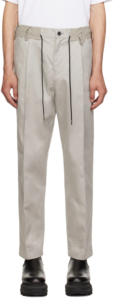 Sacai Gray Drawstring Trousers In 376 L/gray