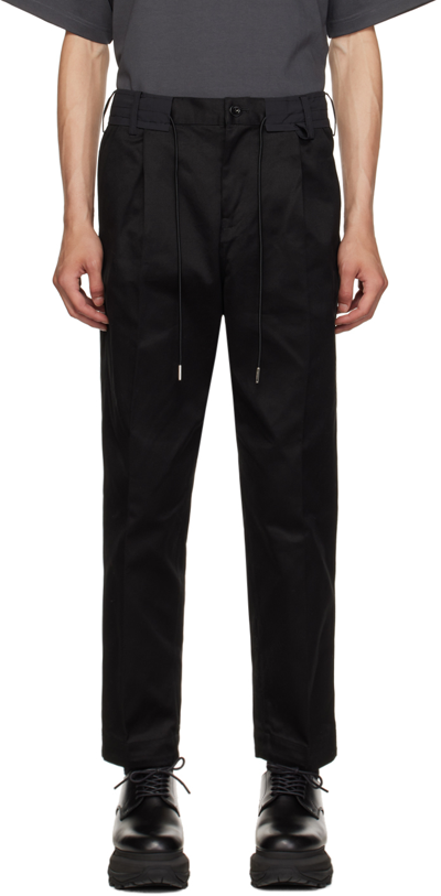 Sacai Pressed-crease Drawstring-waist Trousers In 001 Black