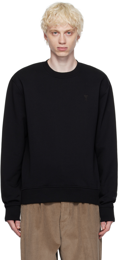 Ami Alexandre Mattiussi Black Cotton Blend Sweatshirt In Black/001