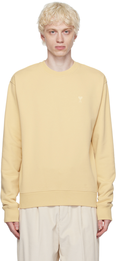 Ami Alexandre Mattiussi Logo-embroidered Cotton Sweatshirt In Vanilla