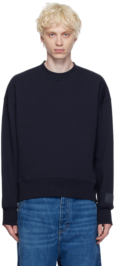 Ami Alexandre Mattiussi Navy Crewneck Sweatshirt In Night Blue/430