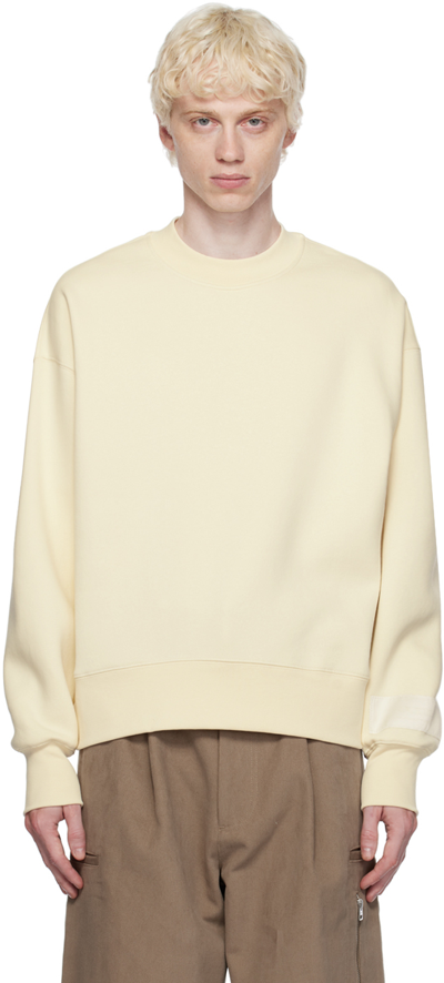 Ami Alexandre Mattiussi Ami Paris Logo-embroidered Stretch-cotton Sweatshirt In Beige
