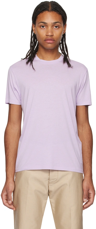 Tom Ford Logo-embroidered Cotton-blend Jersey T-shirt In Gv090 Light Lavender