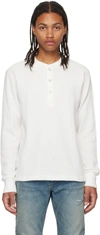 Rag & Bone White Garment-dyed Henley In Ivory