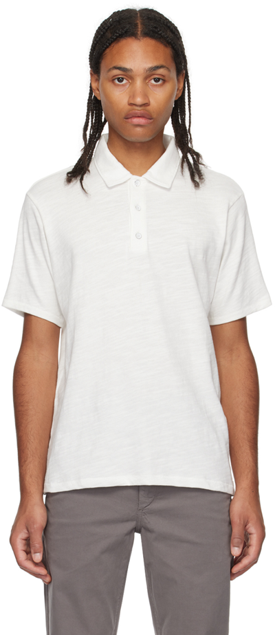 Rag & Bone Classic Flame Slub Cotton Polo Shirt In White