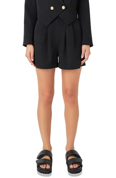 Grey Lab Pleated High Waist Shorts In Black