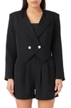Grey Lab Crop Blazer In Black
