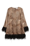 Likely Marullo Feather Long Sleeve Dress In Toffee Multi
