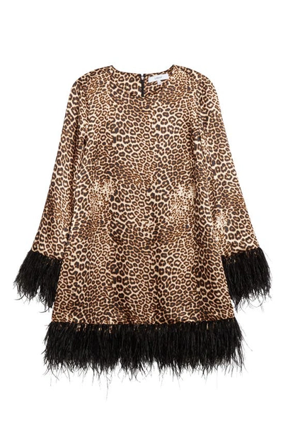 Likely Marullo Feather Long Sleeve Dress In Toffee Multi