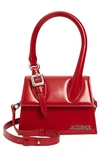Jacquemus Le Chiquito Moyen Buckle Leather Top Handle Bag In Red 470